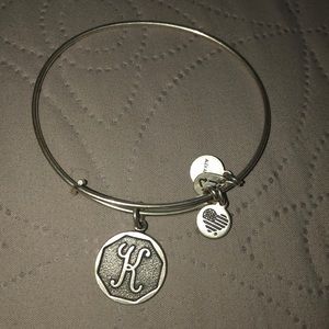 ALEX AND ANI silver ‘K’ initial charm bangle